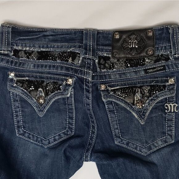 Miss Me | Bootcut Jeans with Black Lace Detail - Picture 3 of 7